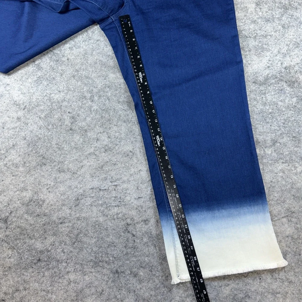Susan Graver Wide-Leg Jeans‎ Women's 18W Blue Dip-Dye Soft Stretch Pull-On Artsy